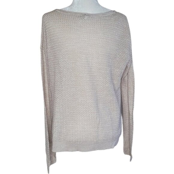 Joie Blush Neutral Linen Cotton Knit Scoop Neck Long Sleeve Sweater Size Small - Picture 2 of 12